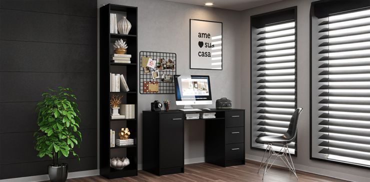 Set de Escritorio y Librero Stellan Negro