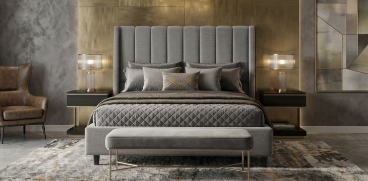 Cama Matrimonial Vittoria Hs Gris