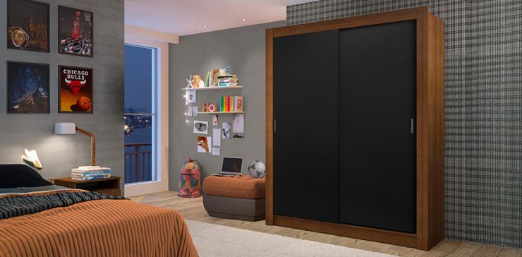 Clóset Ropero Dallas Negro de 2 Puertas | Armario Organizador