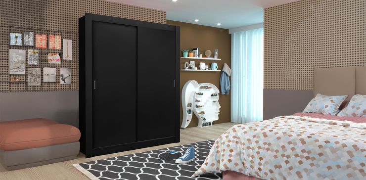 Clóset Ropero Denver Negro de 2 Puertas | Armario Organizador