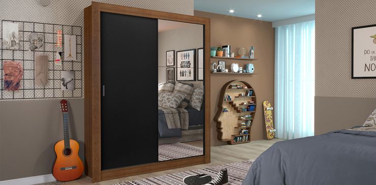 Clóset Ropero Denver Negro II con Espejo | Armario Organizador