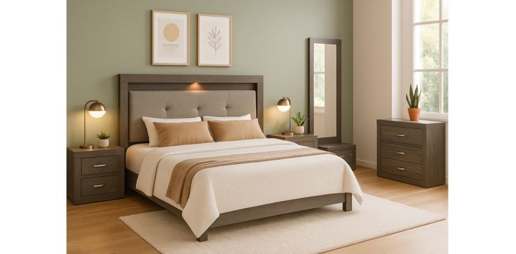 Recámara King Size Aurea Gris 5 Piezas