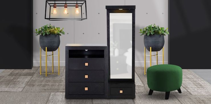 Cómoda Alta con Espejo Braham Negro