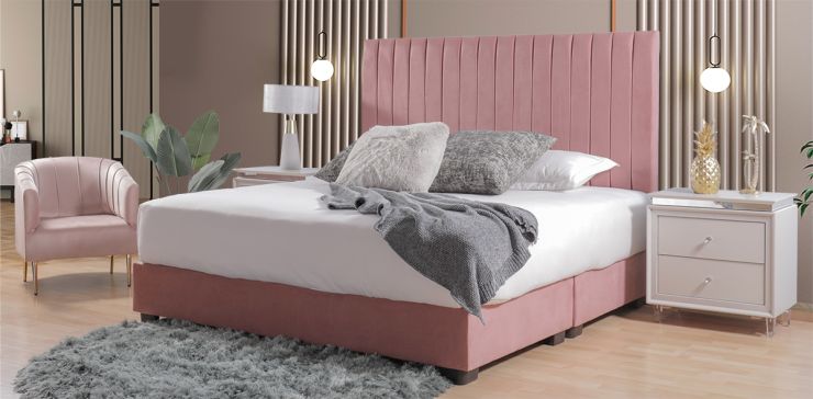 Cama King Size Megan Rosa