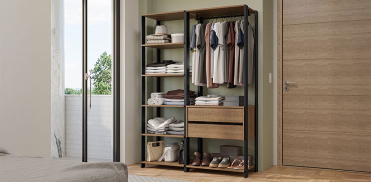 Clóset Ropero 129 cm Valencia Café con Perchero | Armario Organizador