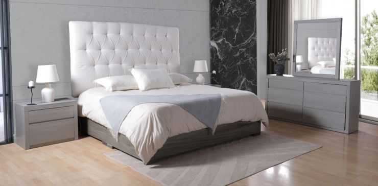 Recámara King Size Siqueiros Beige y Gris 5 Piezas