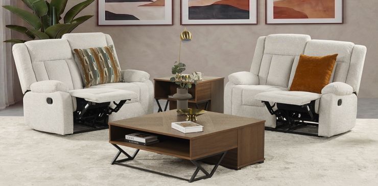 Sala de Dos Sofás 2 Plazas con Reclinables Isabelle Beige
