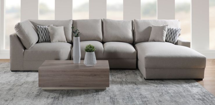 Sala Modular Derecha Amira Beige 3 Piezas