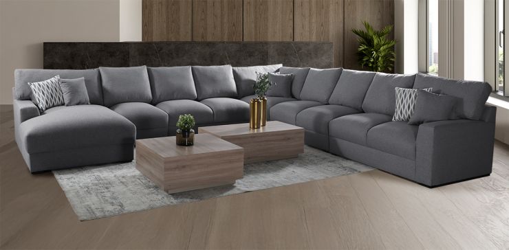 Sala Modular Izquierda Amira Gris 6 Piezas