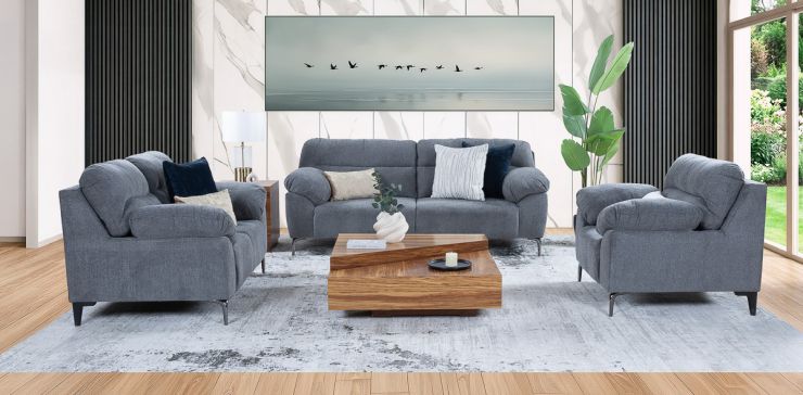 Sala Linka Gris Oscuro 3 Piezas