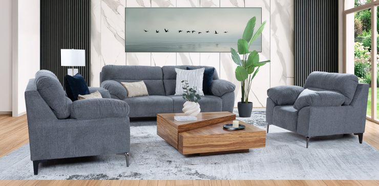 Sala Linka Gris Oscuro 3 Piezas