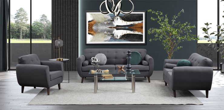 Sala Monet Gris 3 Piezas 