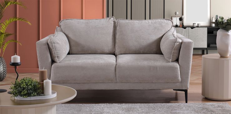 Sofá 2 Plazas de Microfibra Kubra Beige