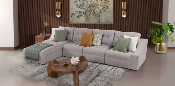 Sala en L Izquierda Zonet Beige 4 Piezas