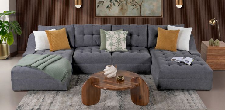 Sala Modular Izquierda Zonet Gris Oxford 4 Piezas