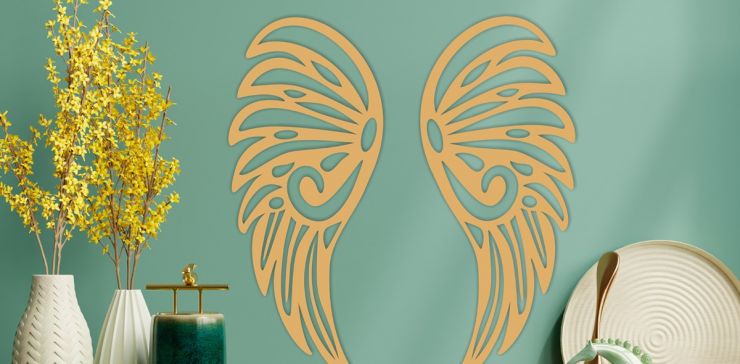 Figura Decorativa para Pared Alas Dorado