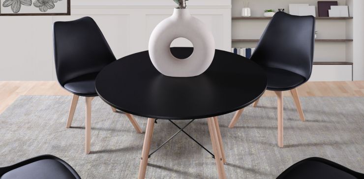 Mesa Comedor Redondo 80 cm Oslo Negro