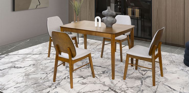 Comedor 120 x 70 cm Loto Gris 5 Piezas