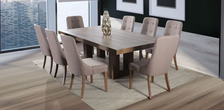 Comedor Rectangular 240 cm Anka con 8 Sillas Atenea Café