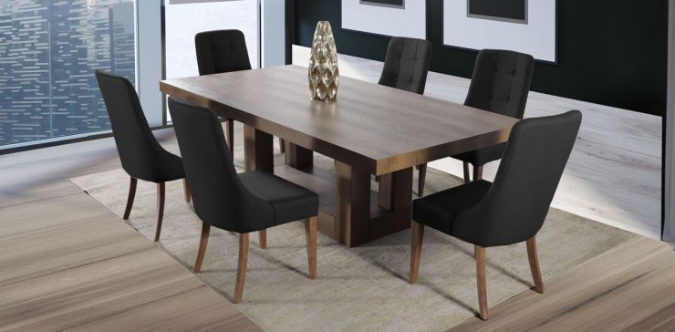 Comedor Rectangular Anka 240 cm con 6 Sillas Atenea Gris