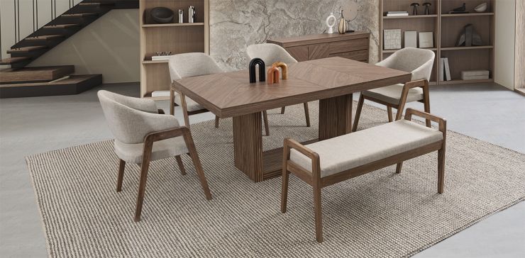 Comedor Rectangular 180 x 100 cm Donna Café 6 Piezas