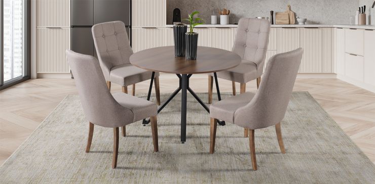 Comedor Redondo Hudson con Sillas Atenea Café