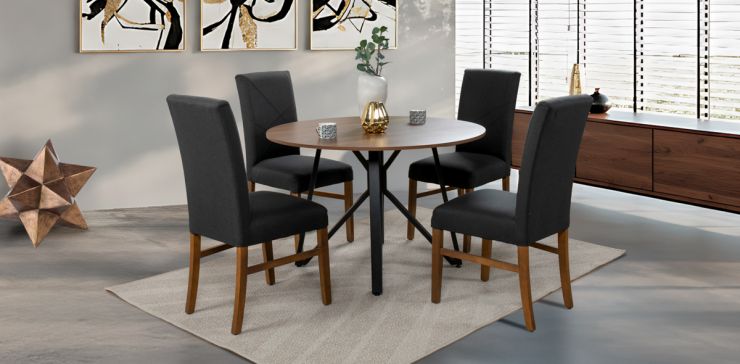 Comedor Hudson y 4 Sillas Matisse Gris