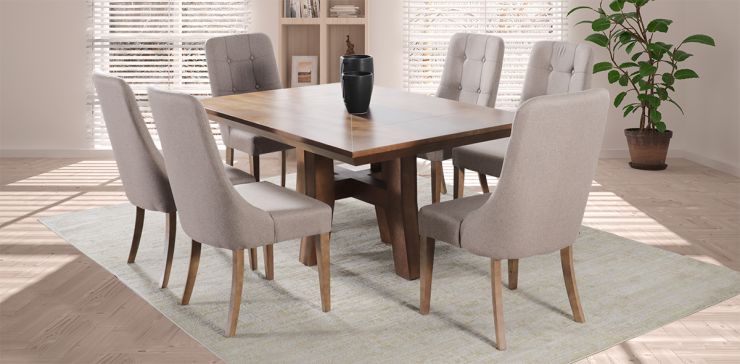 Comedor Kansas con 6 Sillas Atenea Café