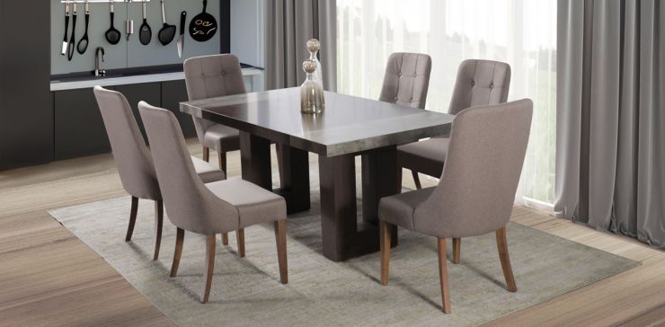 Comedor Rectangular Luxor con 6 Sillas Atenea Café