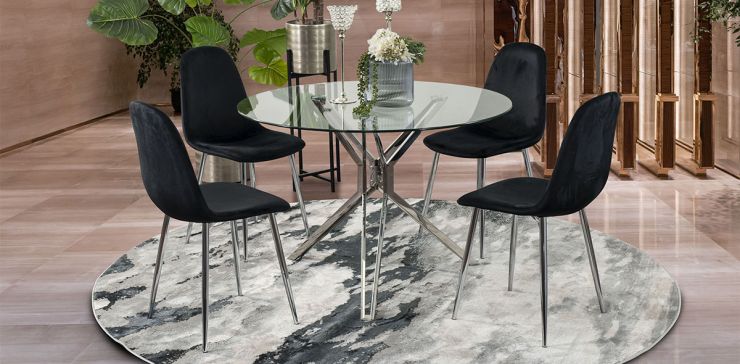 Comedor de Cristal Trivor Negro 5 piezas