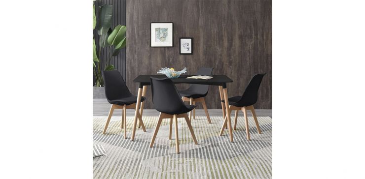 Comedor Rectangular Krona Negro 5 Piezas