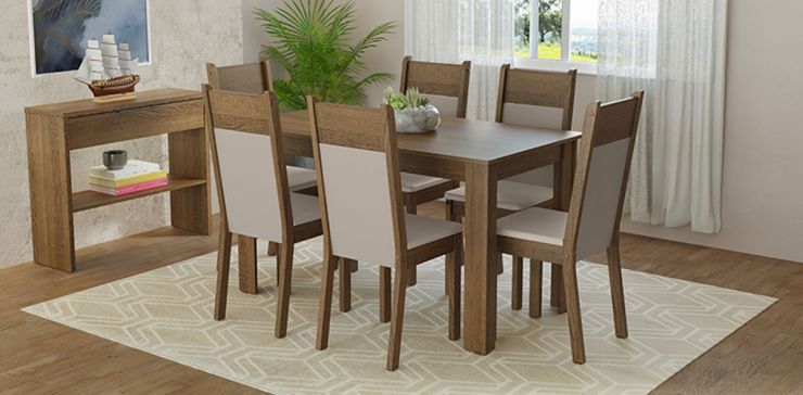 Comedor Rectangular Bahamas Café 7 Piezas I