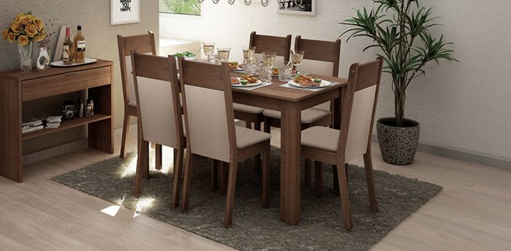 Comedor Rectangular Jaine Café 7 Piezas I