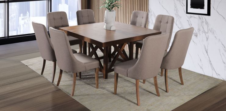Comedor Mika con 8 Sillas Atenea Café