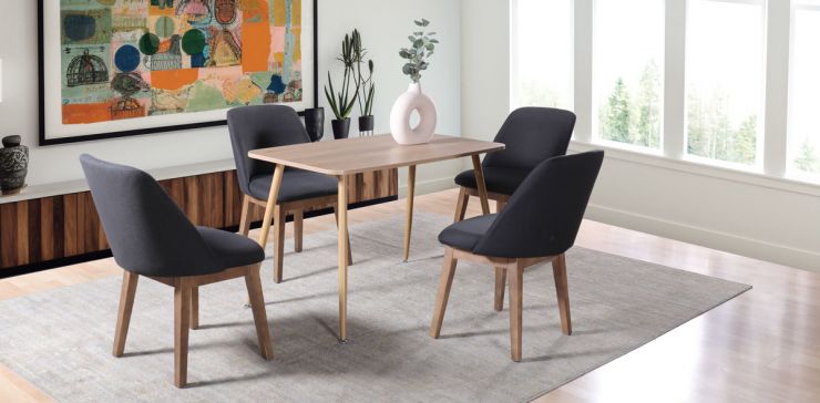 Comedor Rectangular Murcia Café y 4 Sillas Olaf Gris Oxford