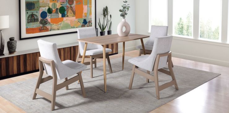 Comedor Rectangular Murcia Café y 4 Sillas Tirsa Casa Anahí Gris