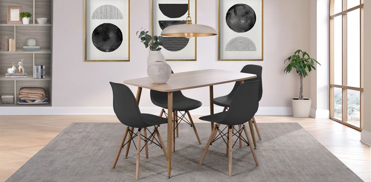 Comedor Murcia Café con 4 Sillas Atlas In Negro