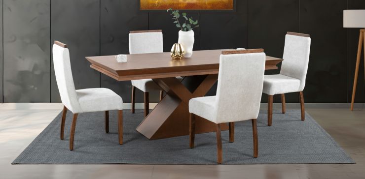 Comedor Rocella con 4 Sillas Beige