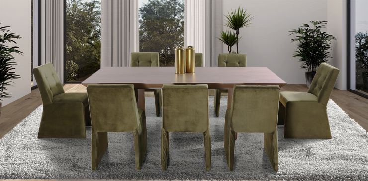 Comedor Rectangular 240 cm Nogal Spezza con 8 Sillas