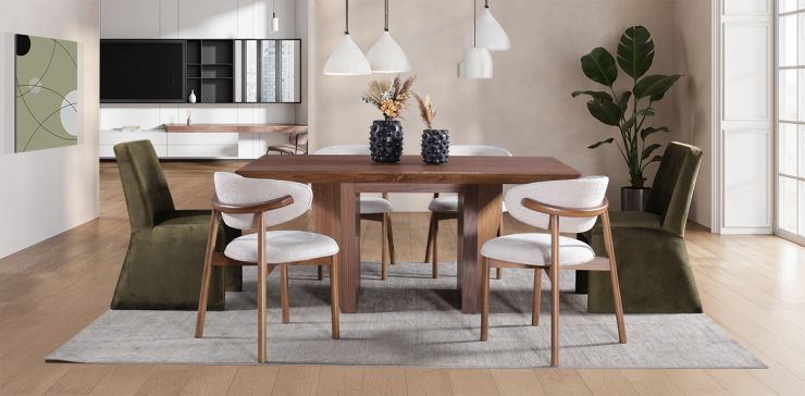 Comedor Spezza con 4 Sillas Lynnea Beige y 2 Sillas Spezza Verde