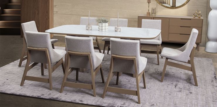 Comedor Tirsa Casa Anahi con 8 Sillas Blanco/Gris 