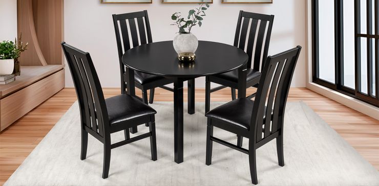 Comedor Trili con 4 Sillas Norwalk Negro