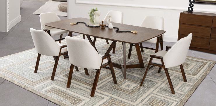 Comedor Rectangular Valenza con 6 Sillas Beige
