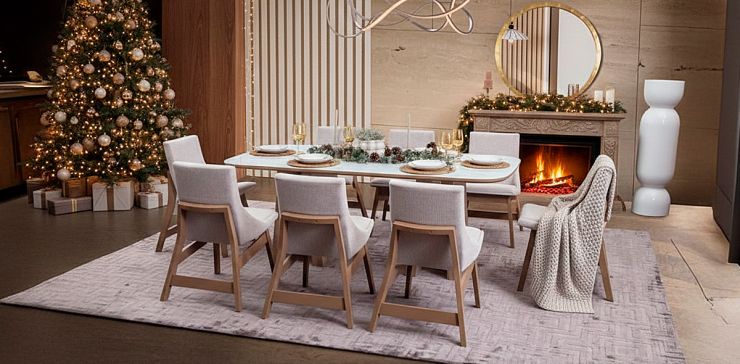 Comedor Tirsa Casa Anahi con 8 Sillas Gris