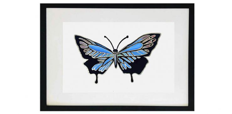 Cuadro 90 x 60 cm Butterfly I Azul