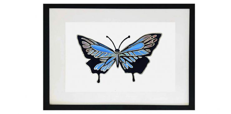 Cuadro 90 x 60 cm Butterfly II Azul