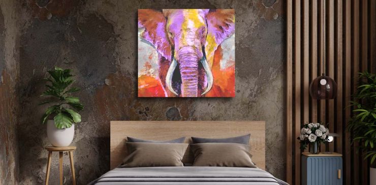 Cuadro 60 x 60 cm Elefante Multicolor