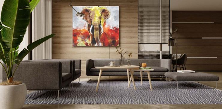 Cuadro 60 x 60 cm Elefante Multicolor II