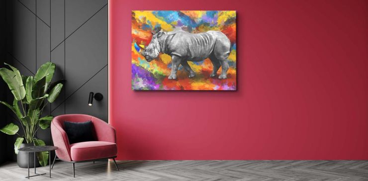 Cuadro 80 x 130 cm Rinoceronte Multicolor