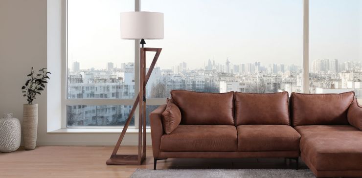 Lámpara de Piso Escuadra Beige